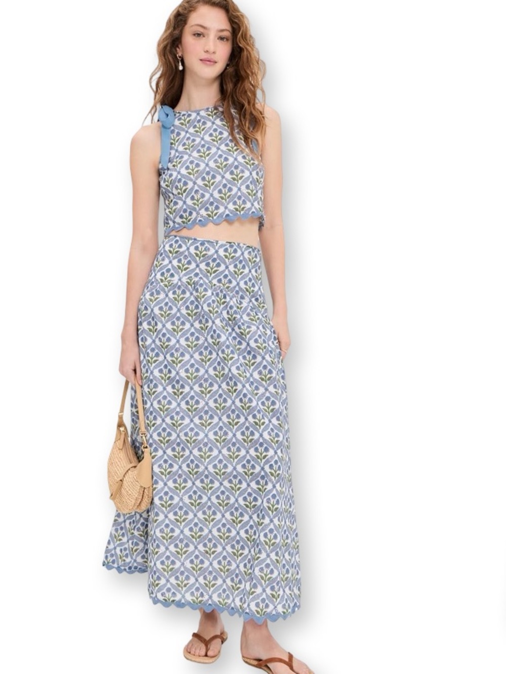 SAYLOR Light Blue & White Floral-Print Maxi Skirt and Top